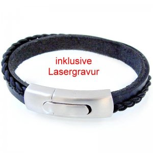 Lederarmband BERLIN inkl. Lasergravur GONAS6schwarz