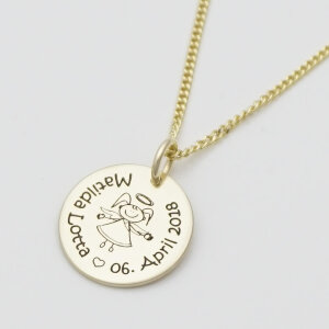 Echt Gold Anhänger Taufkette Namenskette mit Gravur GONC82