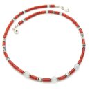 Edelsteinkette mit Aquamarin und Koralle