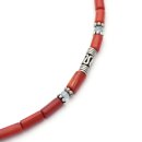 Edelsteinkette mit Aquamarin und Koralle