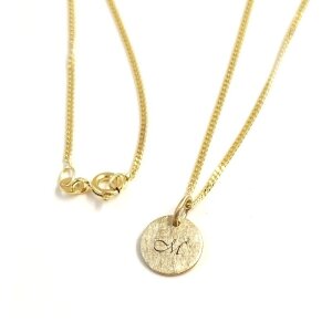 Echt Gold Kette mit Anhänger 10mm Plättchen inkl, Lasergravur GONC26