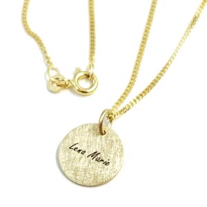 Echt Gold Kette mit Anhänger 13mm Eismatt inkl, Lasergravur GONC32