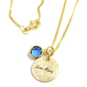 Echt Gold Kette mit Anhänger 13mm Eismatt inkl, Lasergravur GONC33
