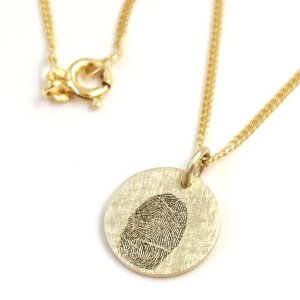 Echt Gold Kette mit 13mm Anhänger Fingerprint Lasergravur inkl, GONC36