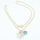 Goldkette mit Anhänger Lotusblüte und Swarovski Kristall