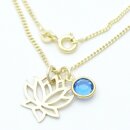 Goldkette mit Anhänger Lotusblüte und Swarovski Kristall