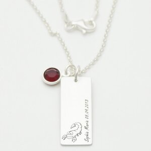 Sternzeichenkette mit Swarovski Kristall und Lasergravur GONC50