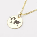 Echt Gold Kette mit Gravur Weltkarte GONC84