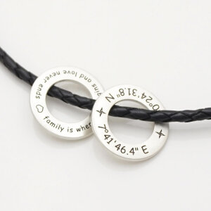 Herrenkette Doubly Donut Anhänger mit Gravur und Lederband GONC96