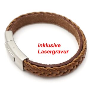Lederarmband BARCELONA hellbraun Herrenarmband mit Lasergravur GONAS18