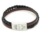 Lederarmband schwarz braun Unisex Armband mit Lasergravur...