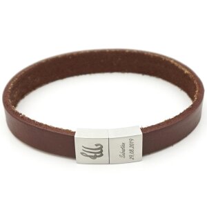 Lederarmband mittelbraun Unisex Armband Gravur Damen Herren GONAS19
