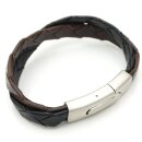 Herren Lederarmband braun-schwarz mit Edelstahlverschluß GONAS24