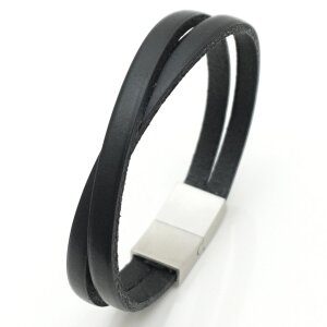 Lederarmband schwarz mit Magnetverschluß Unisex Armband GONAS25