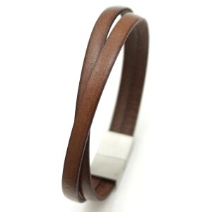Lederarmband braun mit Magnetverschluß Unisex Armband GONAS25