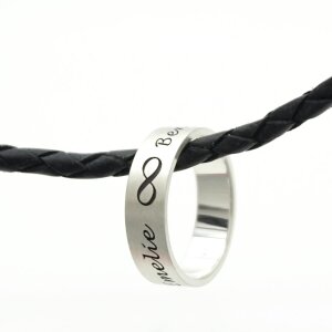 Lederkette mit Gravur Anhänger Familie Freundschaft Partner Herrenkette GONC109