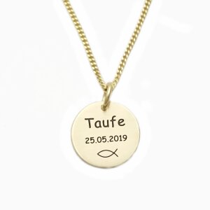 Echt Gold 333 Kette und Anhänger mit Gravur GONC118