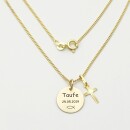 Echt Gold 333 Kette und Anhänger mit Gravur und Kreuz GONC119
