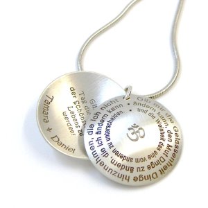 Lyrics Anhänger Silbermedaillon mit Lasergravur