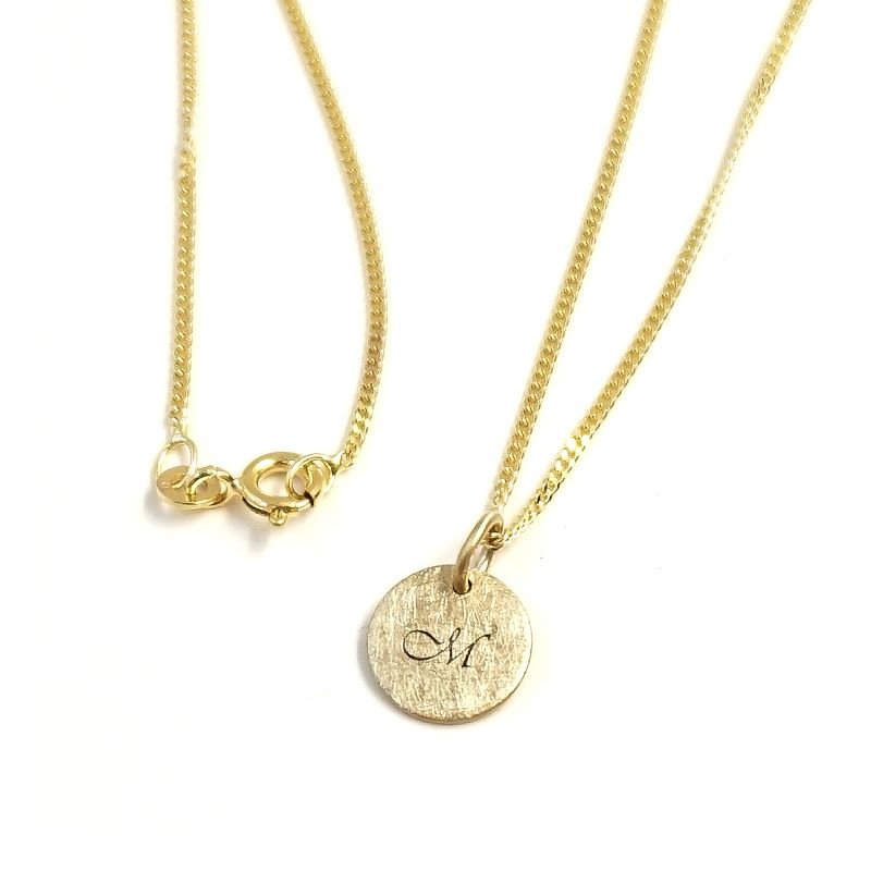 Echt Gold Kette mit Anhänger 10mm Plättchen inkl. Lasergravur GONC26
