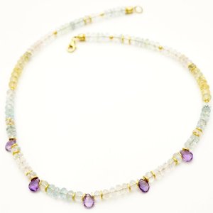 Edelsteinkette mit Beryll und Amethyst SB10