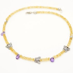 Edelsteinkette mit Citrin und Amethyst SB7