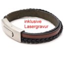 Lederarmband BERLIN  inkl. Lasergravur GONAS6 schwarz-braun