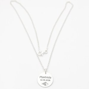Silber Sternzeichen Anhänger 925 Kette und Gravur nach Wunsch Echtsilber 