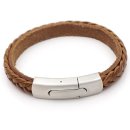Herren Lederarmband BARCELONA hellbraun mit Edelstahlverschluß GONAS18
