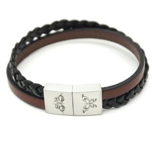 Lederarmband schwarz braun Unisex Armband mit Lasergravur GONAS21
