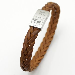 Lederarmband Save our Planet Unisex Armband mit Gravur Weltkarte GONAS23