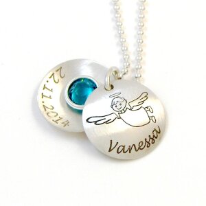 Taufanhänger Schutzengel Silber Medaillon Namenskette