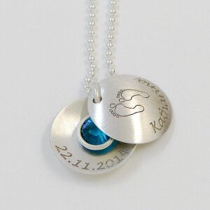 Taufanhänger Füße Silber Medaillon Namenskette