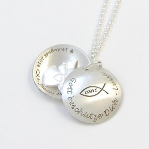 Schutzengel Christenfisch Taufanhänger Silber