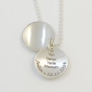 Silbermedaillon Blume Kinderkette mit Lasergravur