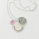 Geburtsbäumchen Taufkette Silber mit individueller Lasergravur