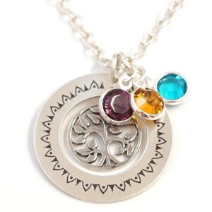 BOHO Silberkette Ornament mit Lasergravur auf Rückseite GONC37