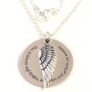 Silberkette mit Engelsflügel und personalisiertem Gravurplättchen GONC41