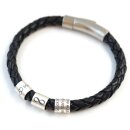 Lederarmband mit 3 gravierten Silberwalzen GONAS11