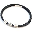 Lederarmband mit 3 gravierten Silberwalzen GONAS12