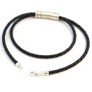 Lederarmband mit 3 gravierten Silberwalzen GONAS12