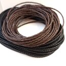 Lederarmband mit 3 gravierten Silberwalzen GONAS12