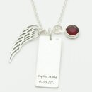 Sternzeichenkette mit Silberflügel, Swarovski Kristall und Lasergravur GONC52