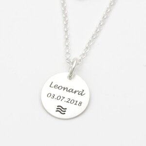 Taufkette mit Gravur Welle Taufschmuck echt Silber GONC67