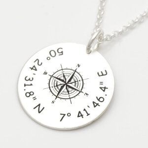 Kompassrose Silberscheibe mit individueller Lasergravur GONC80