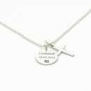 Taufkette mit Gravur Welle Kreuz Taufschmuck echt Silber...