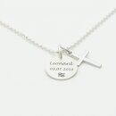 Taufkette mit Gravur Welle Kreuz Taufschmuck echt Silber...