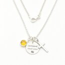 Taufkette mit Gravur Welle Kreuz Kristall Taufschmuck...