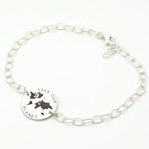 Armband mit Gravur Weltkarte Silberschmuck GONAS26