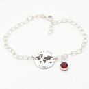 Armband mit Gravur Weltkarte Silber Kristall GONAS27